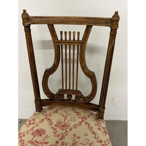 77 - A Louis style Lyre back hall chair