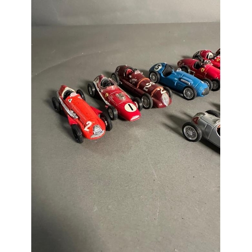 778 - A selection of Diecast racing cars to include Ferrari, Mercedes and Bugatti