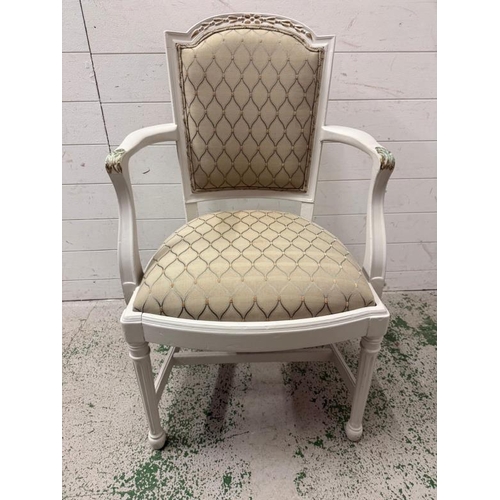 8 - A grey painted Louis style open arm chair