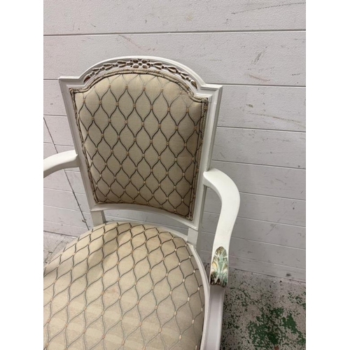 8 - A grey painted Louis style open arm chair