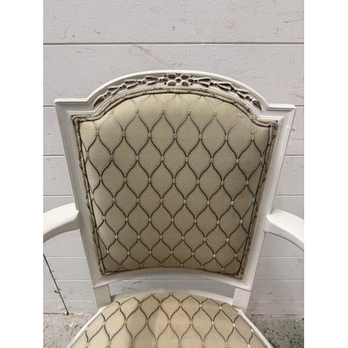 8 - A grey painted Louis style open arm chair