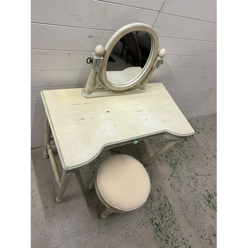 80 - A Louis style dressing table and stool (H120cm W90cm D48cm)