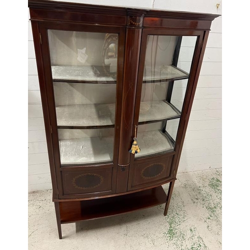 81 - Edwardian mahogany double glazed display cabinet (H180cm W108cm D40cm)