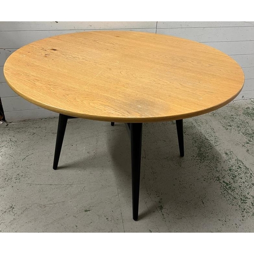 82 - Danish circular table on black legs by Hans J Wesher Getama (H74cm Dia120cm)