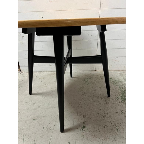 82 - Danish circular table on black legs by Hans J Wesher Getama (H74cm Dia120cm)