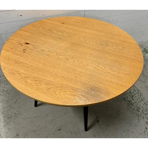 82 - Danish circular table on black legs by Hans J Wesher Getama (H74cm Dia120cm)