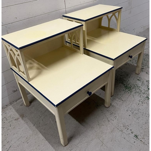 84 - A pair of two toned bedside tables (H70cm W64cm D56cm)