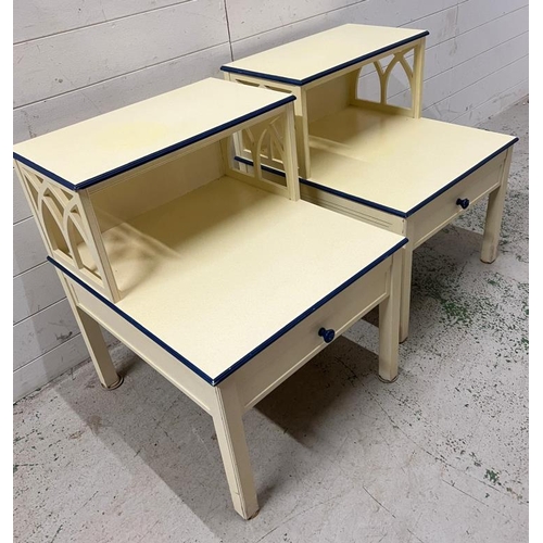 84 - A pair of two toned bedside tables (H70cm W64cm D56cm)