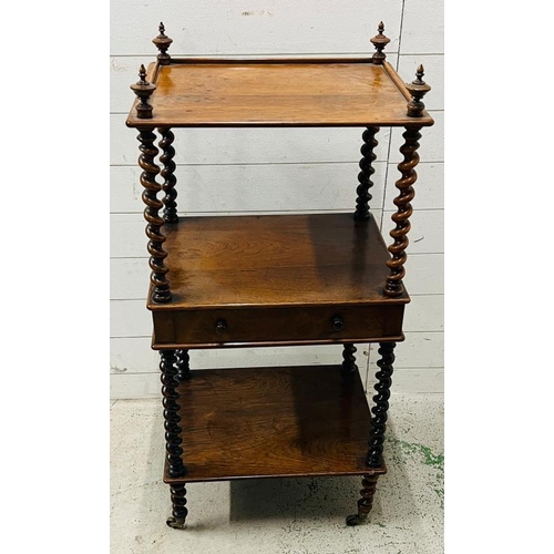 86 - William IV style Etagere with barely twist supports and single drawer (H110cm W51cm D40cm)