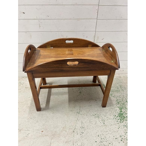 93 - A mahogany butlers tray table (H60cm W80cm D51cm)