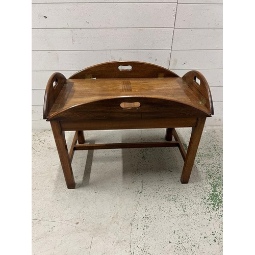 93 - A mahogany butlers tray table (H60cm W80cm D51cm)