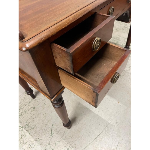 94 - A ladies Victorian writing desk with galleried top over an arrangement of drawers, knee hole shaped ... 