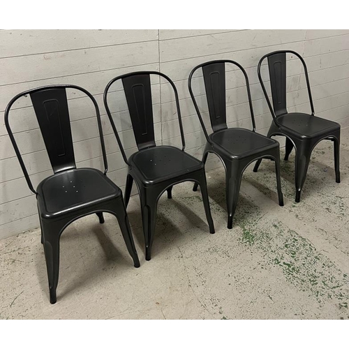 99 - Four Industrial style stackable metal chairs