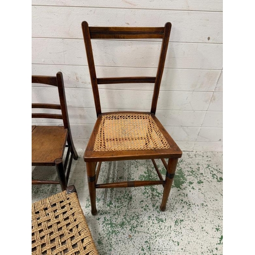 110 - A collection of vintage chairs and stools various ages