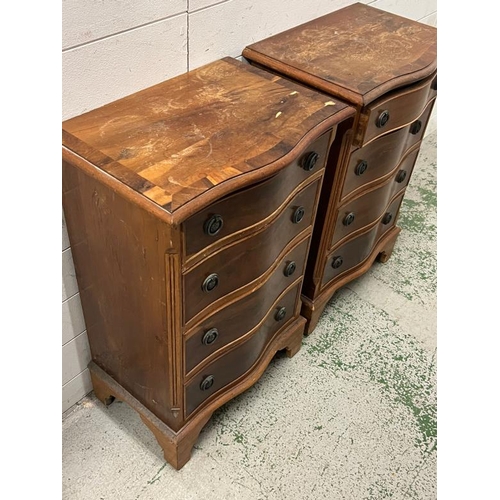 12 - A matching pair of serpentine front drawers, ring pull handles and bracket feet AF (H75cm W48cm D33c... 