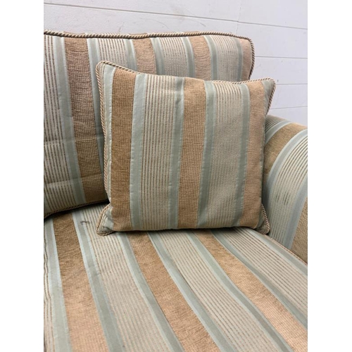 121 - A two seater mahogany framed sofa in striped green upholstery AF