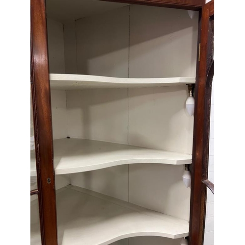 133 - A Sheraton revival corner cabinet (H210cm W110cm D72cm)