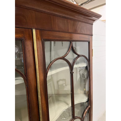 133 - A Sheraton revival corner cabinet (H210cm W110cm D72cm)