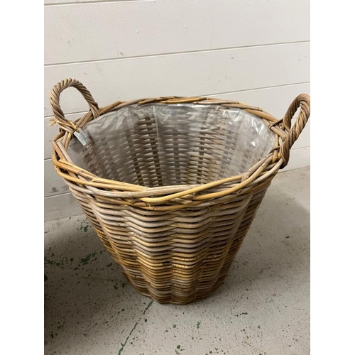 182 - Two lined wicker baskets