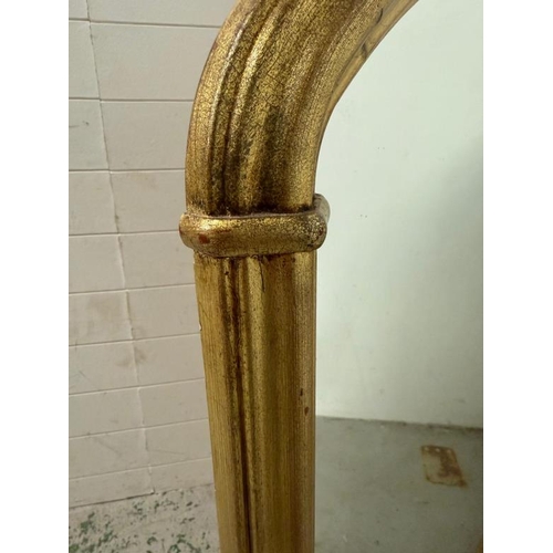 214 - An arched gilt framed over mantle mirror. 120x120