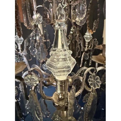 225 - A French silvered eight arm chandelier (drop approx 85cm)