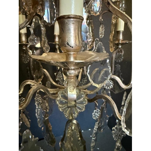 225 - A French silvered eight arm chandelier (drop approx 85cm)