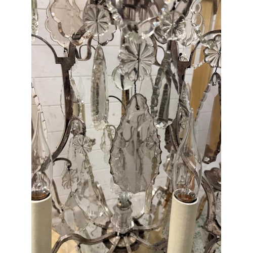 226 - A French silvered eight arm chandelier (drop approx 85cm)