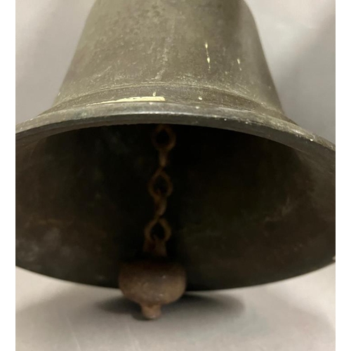 239 - A bronze hand bell H40cm