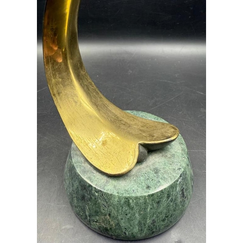 252 - A bronze sculpture of a dolphin on a marble base