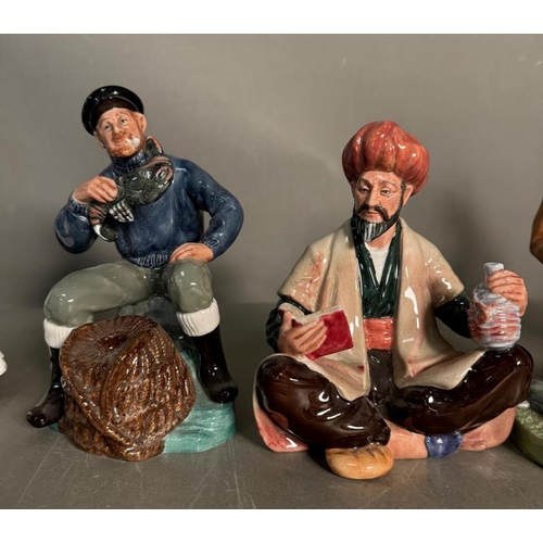 275 - Six Royal Doulton figures to include The Professor, The Lobster Man and The Wizard