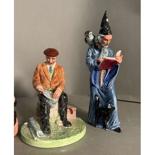 275 - Six Royal Doulton figures to include The Professor, The Lobster Man and The Wizard