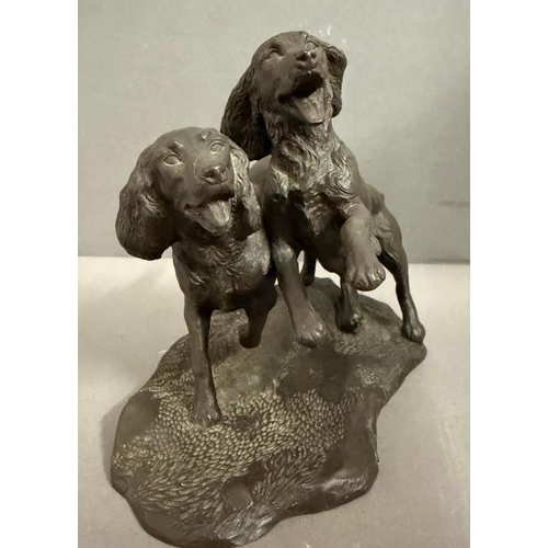 295 - Heredities bronze effect model figure, pair of Springer Spaniel dogs