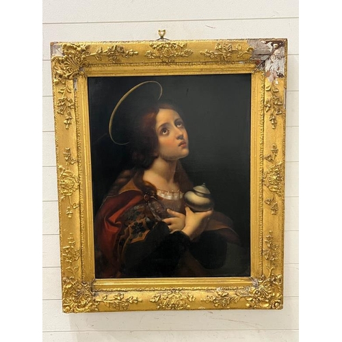 319 - A 19th Century oil on canvas in ornate frame of Mary Magdalene after Carlo Dolci