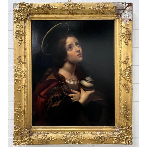 319 - A 19th Century oil on canvas in ornate frame of Mary Magdalene after Carlo Dolci