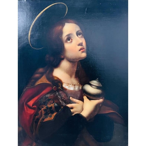 319 - A 19th Century oil on canvas in ornate frame of Mary Magdalene after Carlo Dolci