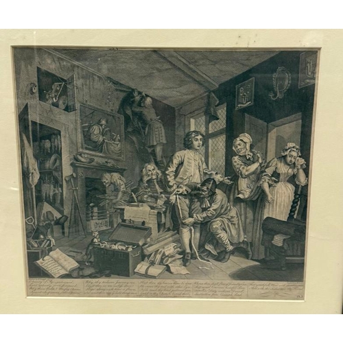 320 - Four engravings after Hogarth's Rakes Progress