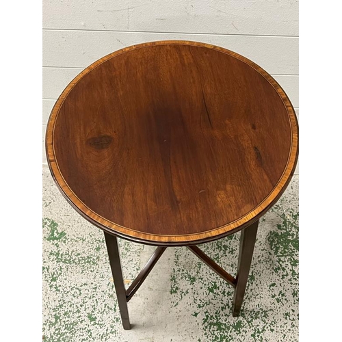 34 - An inlaid Edwardian side table (H71cm Dia46cm)