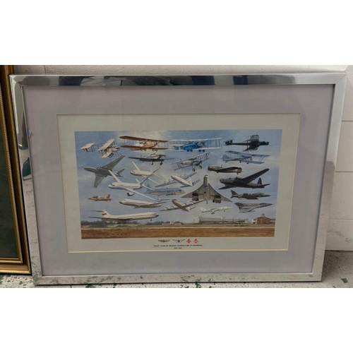 349 - Four aviation interest prints to include The Red Arrows, Spitfire and Hurricane