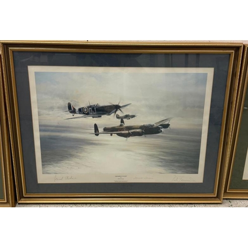 349 - Four aviation interest prints to include The Red Arrows, Spitfire and Hurricane