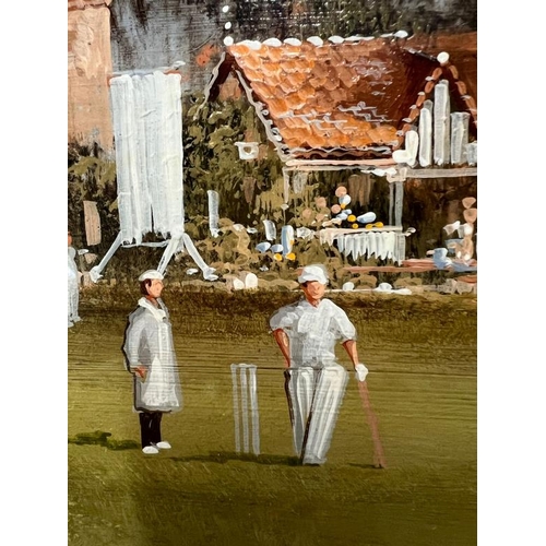 356 - Two cricket theme pictures one by John Horsewell 