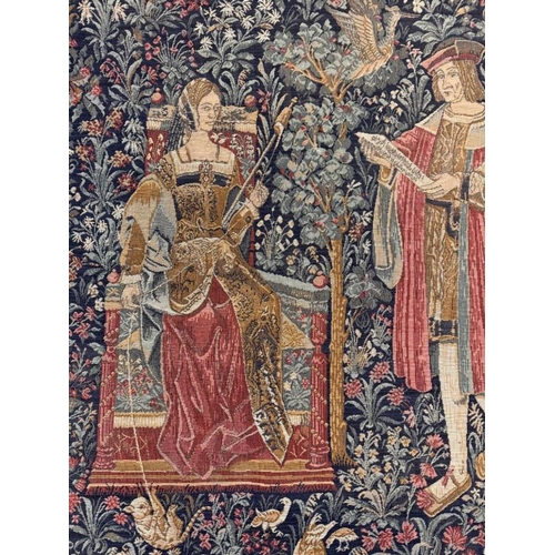 363 - A wall hanging tapestry featuring an Elizabethan scene 126cm x 82cm