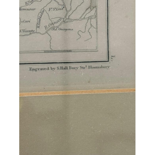 364 - A framed map of the West Indies to include Jamaica 57cm x 44cm