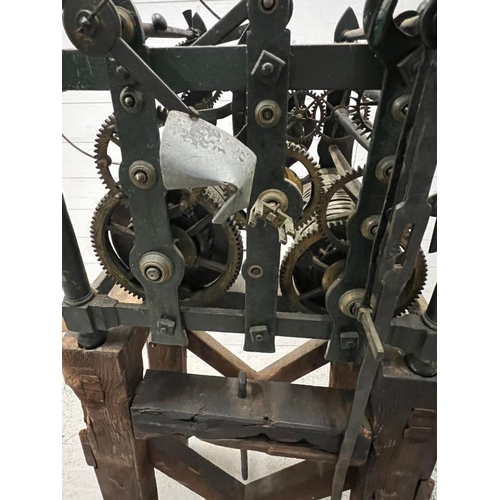 373 - Two Train Iron frame turret clock, inscribed on the subsidy seconds dial marker, Thwaites and Reed C... 