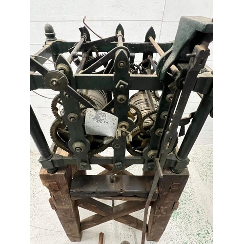 373 - Two Train Iron frame turret clock, inscribed on the subsidy seconds dial marker, Thwaites and Reed C... 