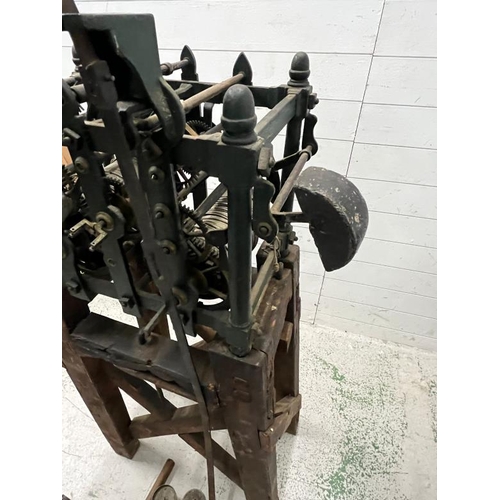 373 - Two Train Iron frame turret clock, inscribed on the subsidy seconds dial marker, Thwaites and Reed C... 