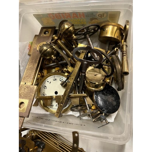 377 - A selection of clock parts, French, English etc plus miniature carriage clock movements AF