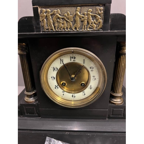 387 - A Victorian slate mantel clock