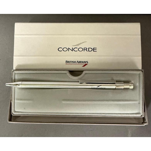 435F - Concorde collectables, two document wallets, a pen, two wallets and a boxed model kit