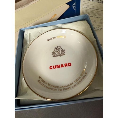 435G - A large quantity of Cunard line collectables to include QE2 brochures caps and stationary and a Wedg... 