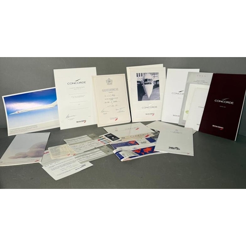 435C - A quantity of Concorde collectable literature to include menus, ticket stubs and flight certificates